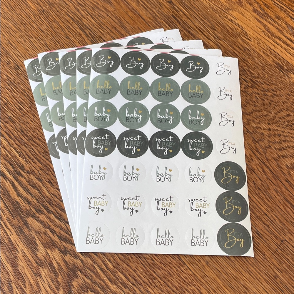 Baby Boy Shower or Thank You Card Sticker Set